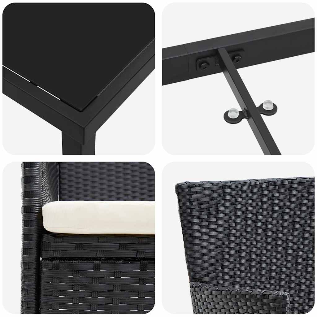 Have Spisebordssæt 5 stk. Sort polyrattan