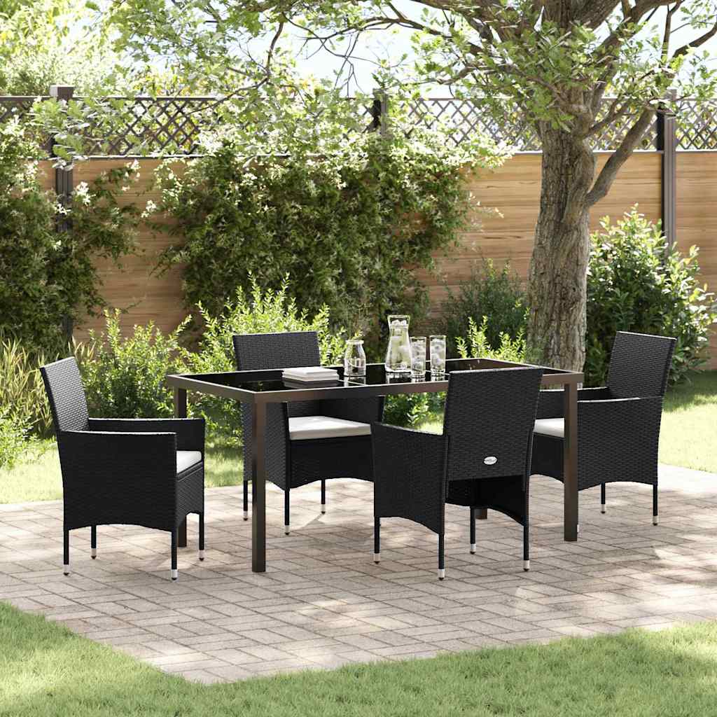 Have Spisebordssæt 5 stk. Sort polyrattan