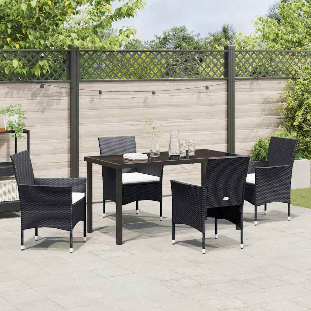 Have Spisebordssæt 5 stk. Sort polyrattan