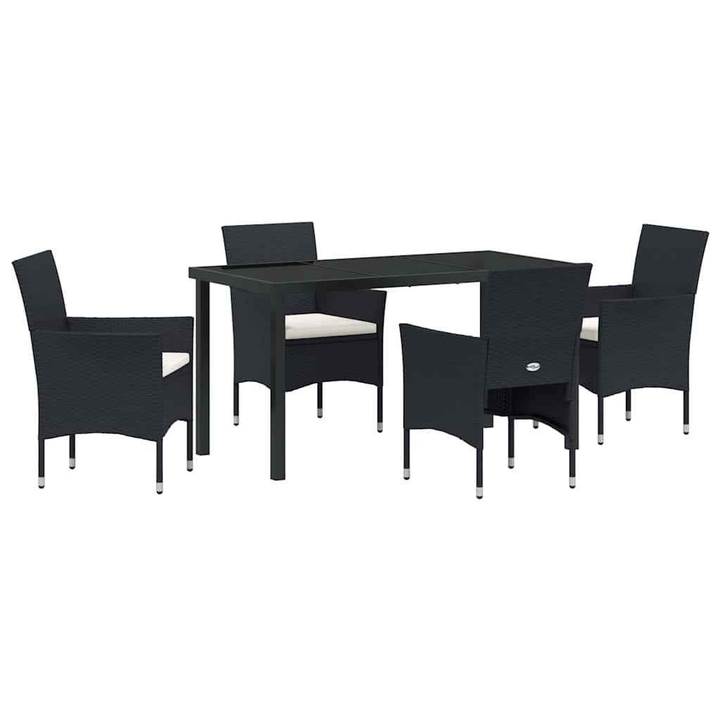 Have Spisebordssæt 5 stk. Sort polyrattan