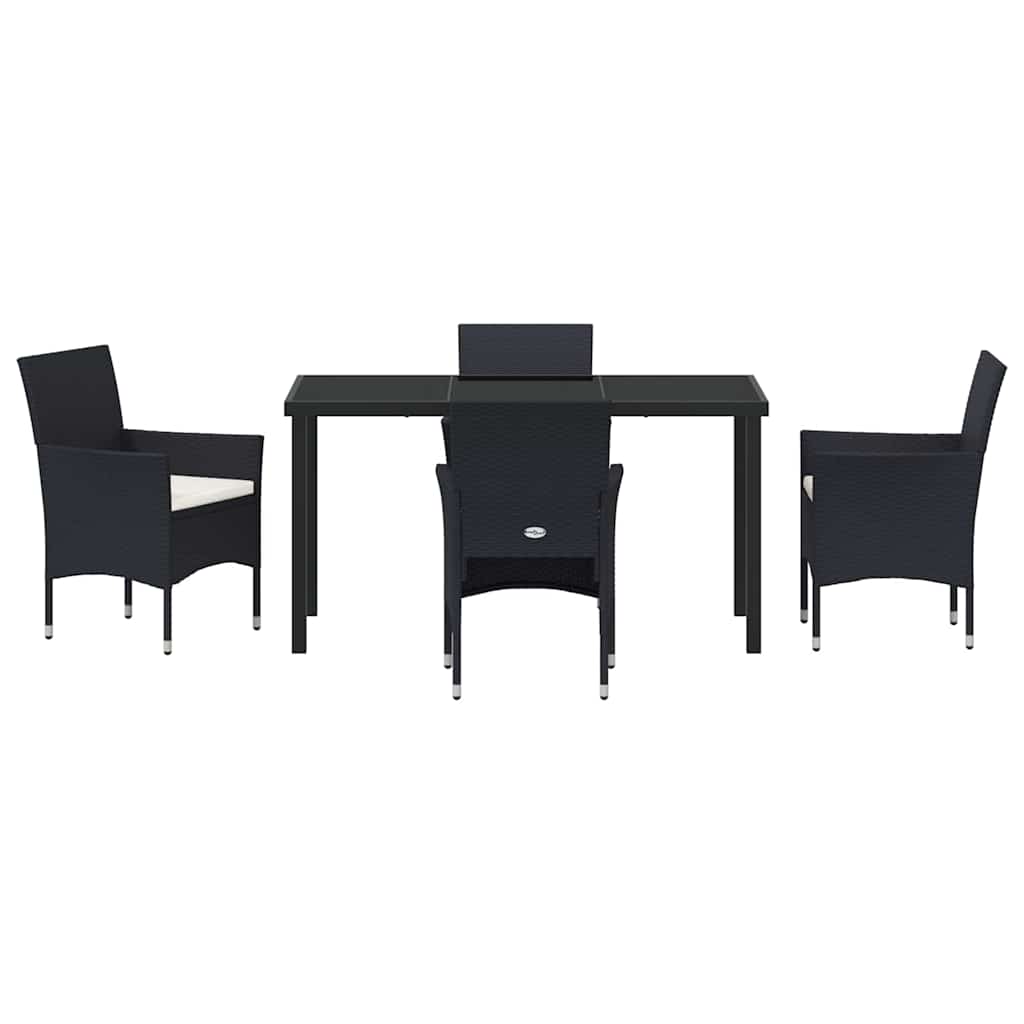 Have Spisebordssæt 5 stk. Sort polyrattan