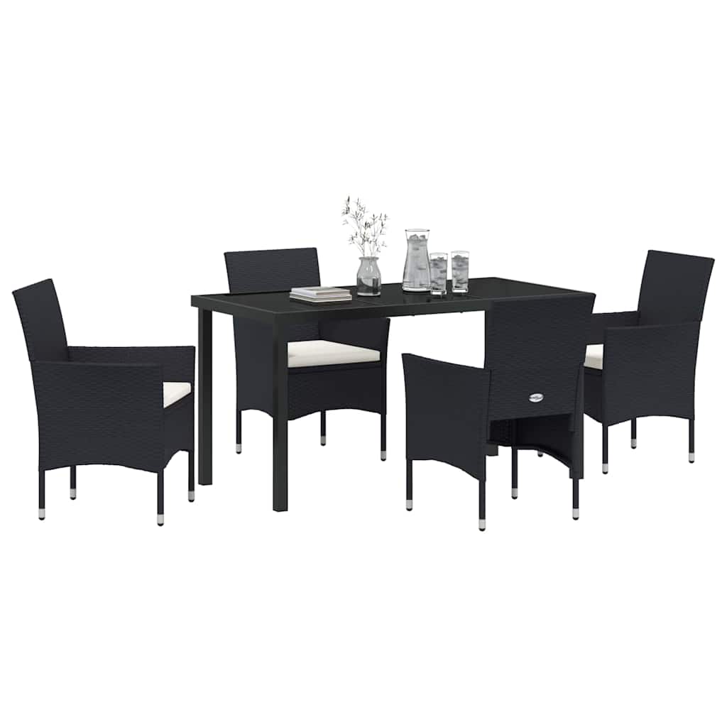 Have Spisebordssæt 5 stk. Sort polyrattan
