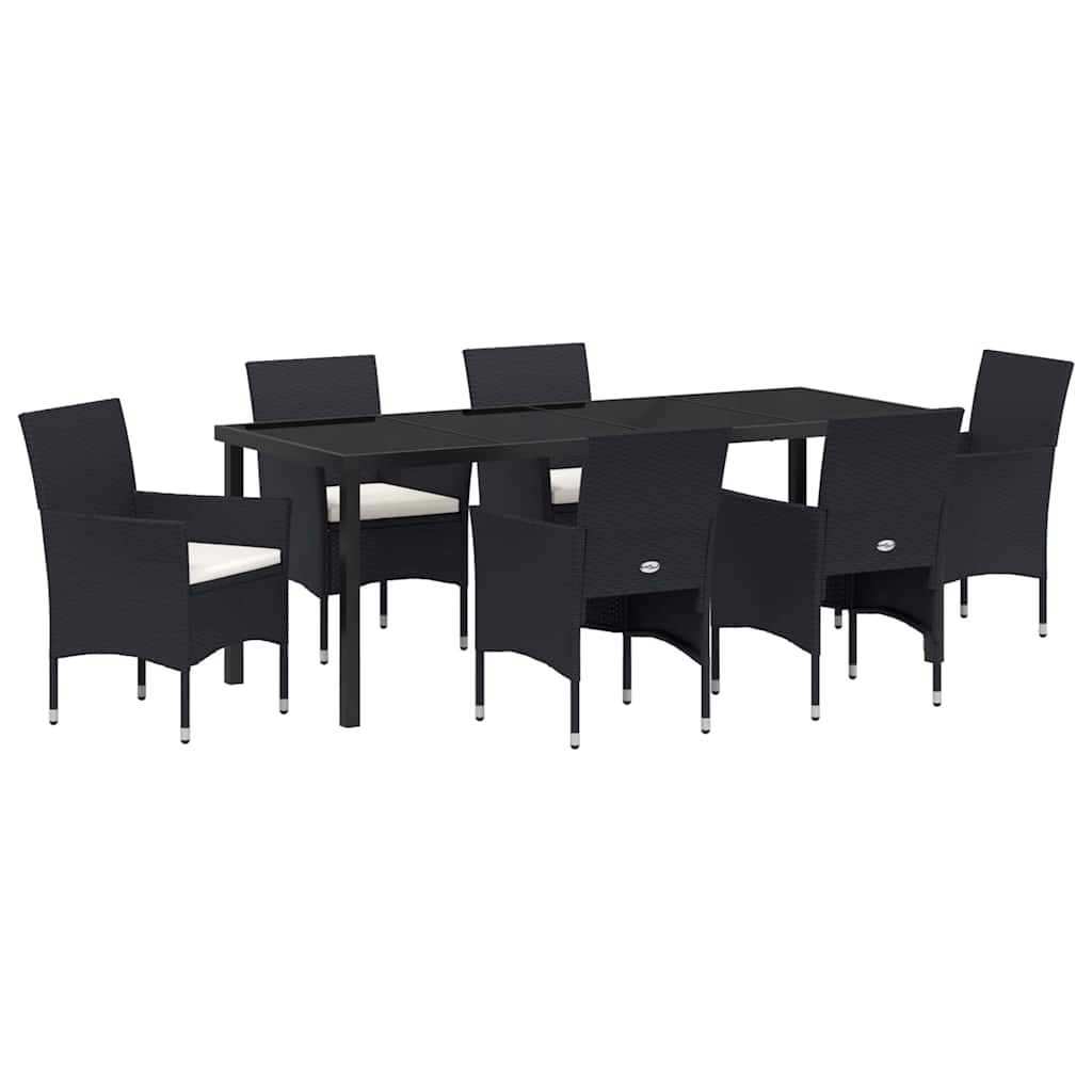 Have Spisebordssæt med pude 7 pcs Sort polyrattan