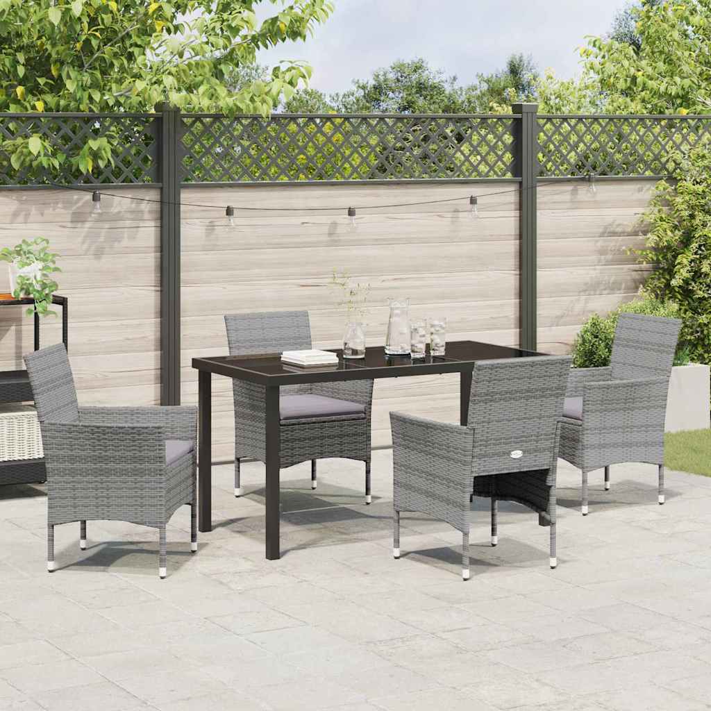 Have Spisebordssæt 5 stk. Grå polyrattan