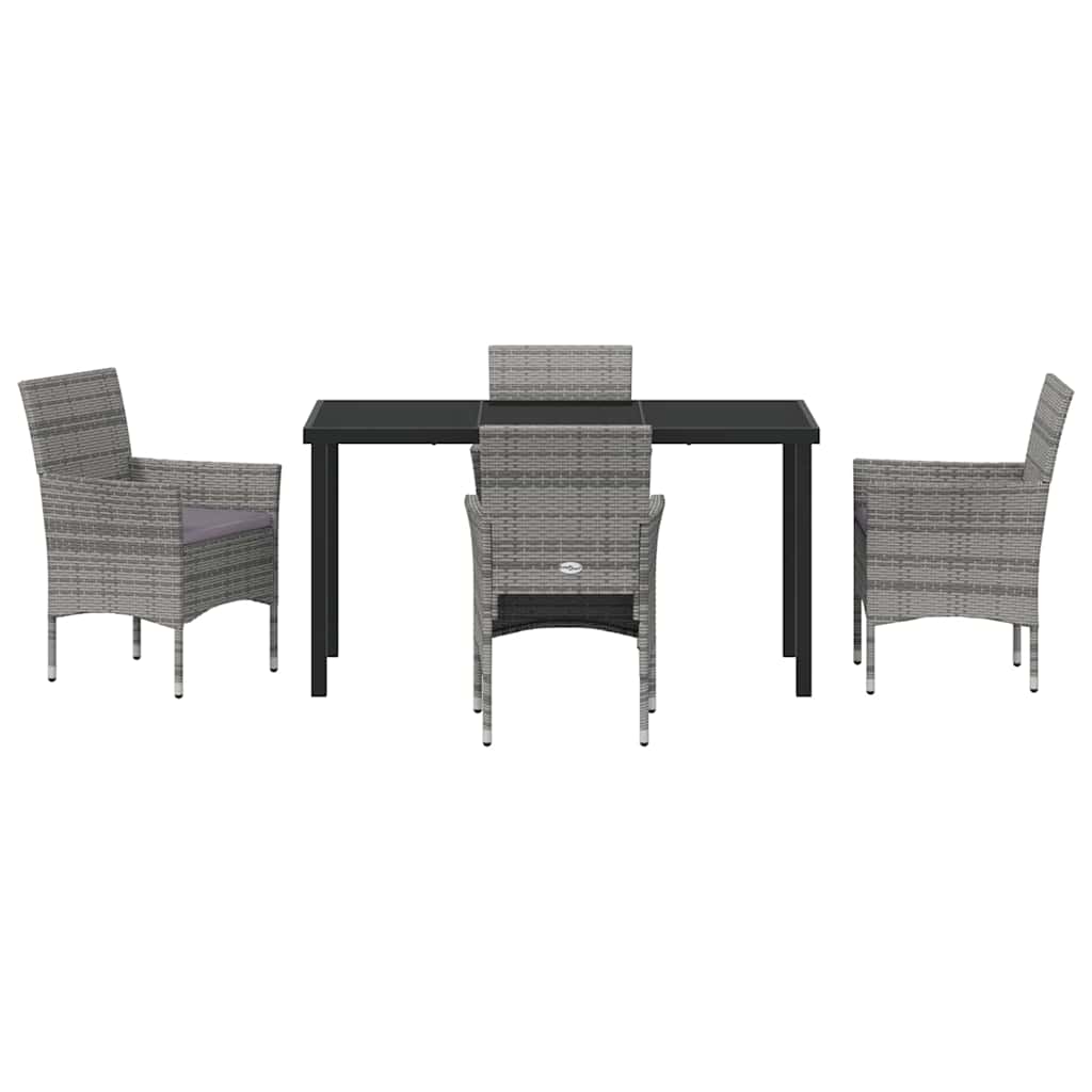 Have Spisebordssæt 5 stk. Grå polyrattan