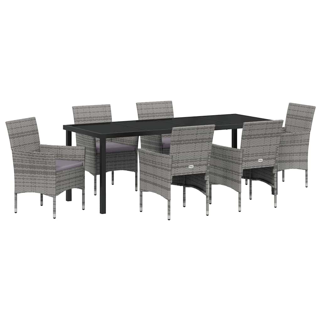 Have Spisebordssæt med pude 7 pcs Grå polyrattan