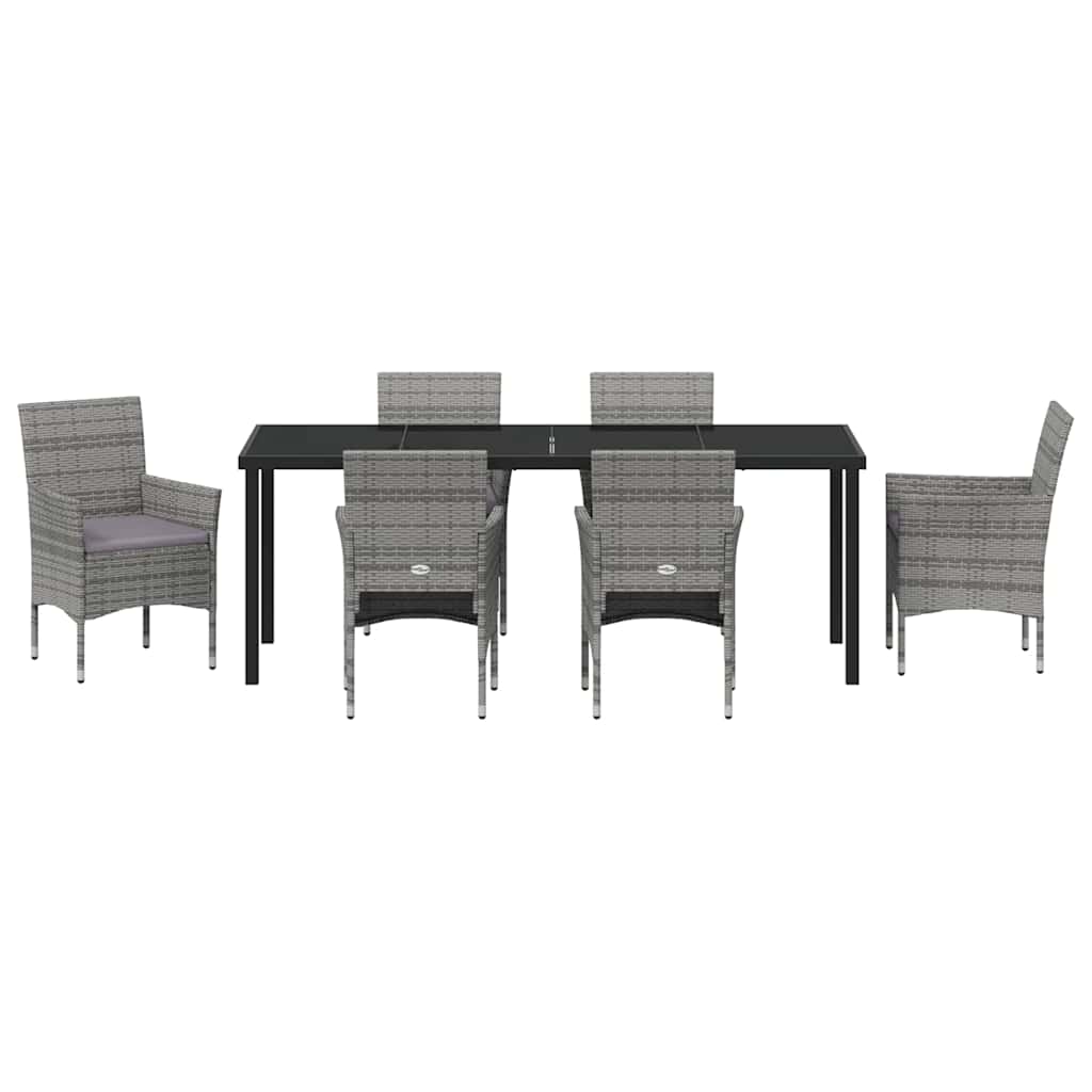Have Spisebordssæt med pude 7 pcs Grå polyrattan