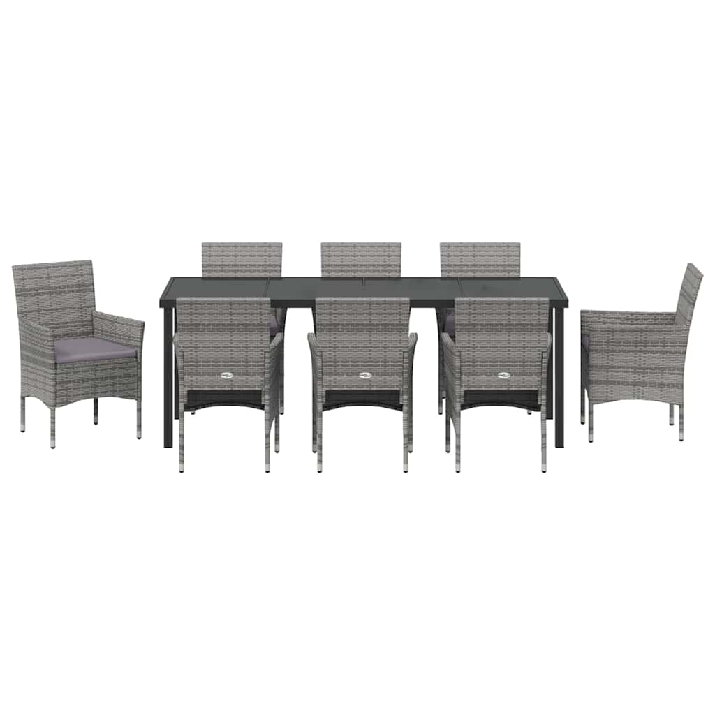 Have Spisebordssæt med pude 9 pcs Grå polyrattan