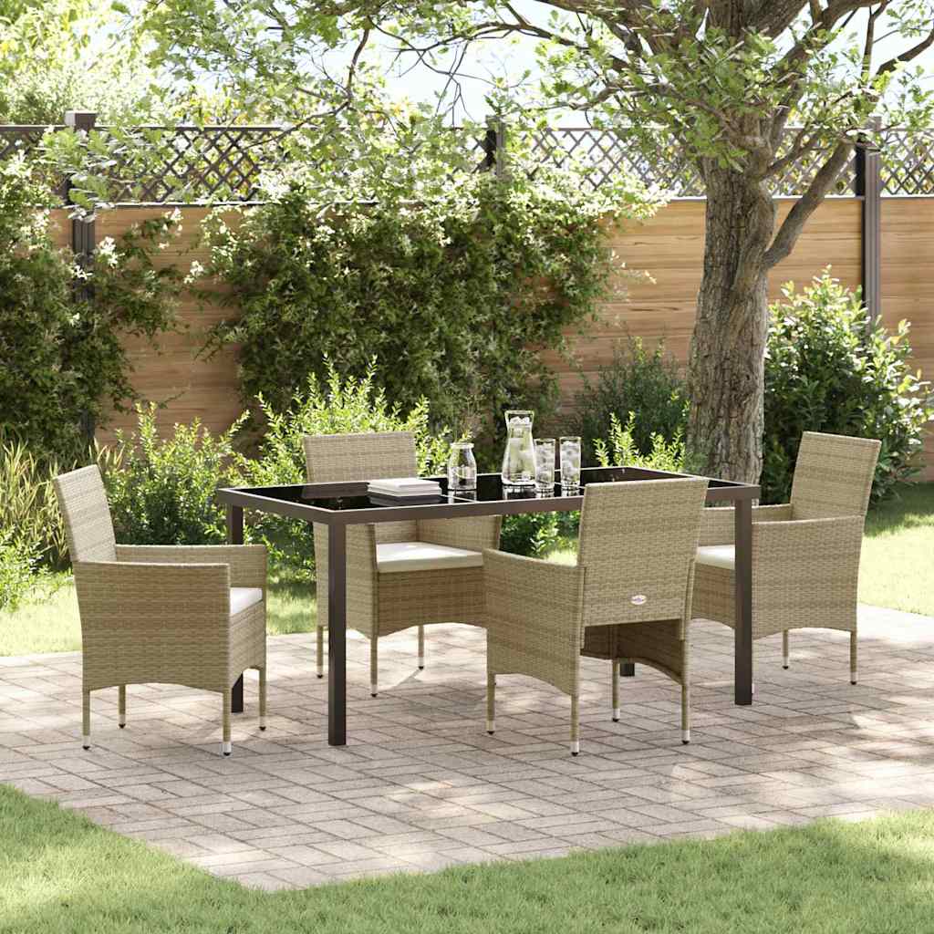 Have Spisebordssæt 5 stk. Beige polyrattan