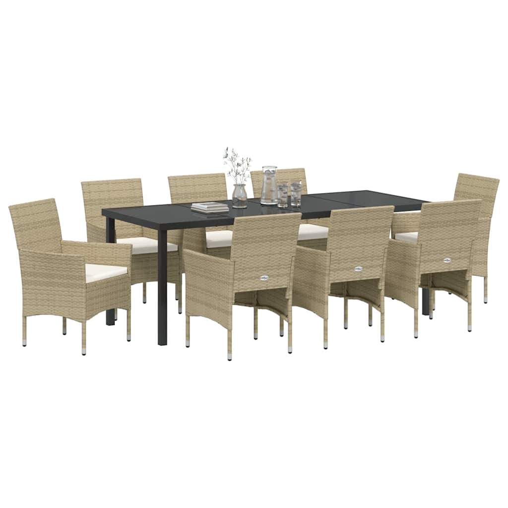 Have Spisebordssæt med pude 9 pcs Beige polyrattan