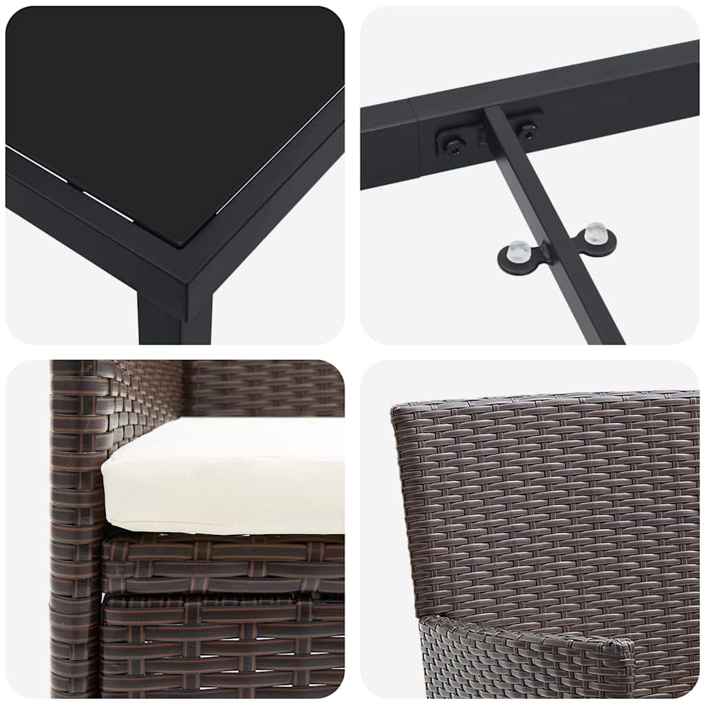 Have Spisebordssæt med pude 9 pcs Brun polyrattan