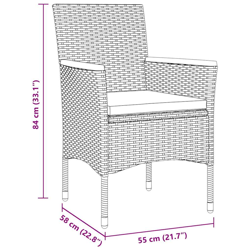 Have Spisebordssæt med pude 9 pcs Sort polyrattan