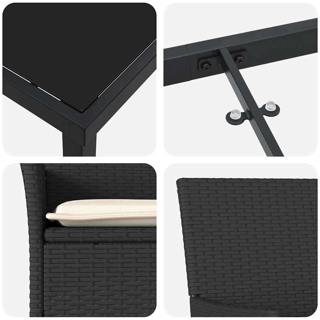 Have Spisebordssæt 5 stk. Sort polyrattan