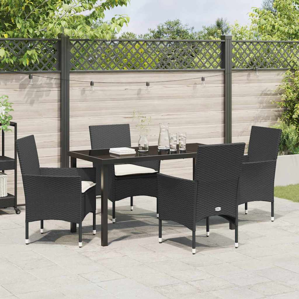 Have Spisebordssæt 5 stk. Sort polyrattan