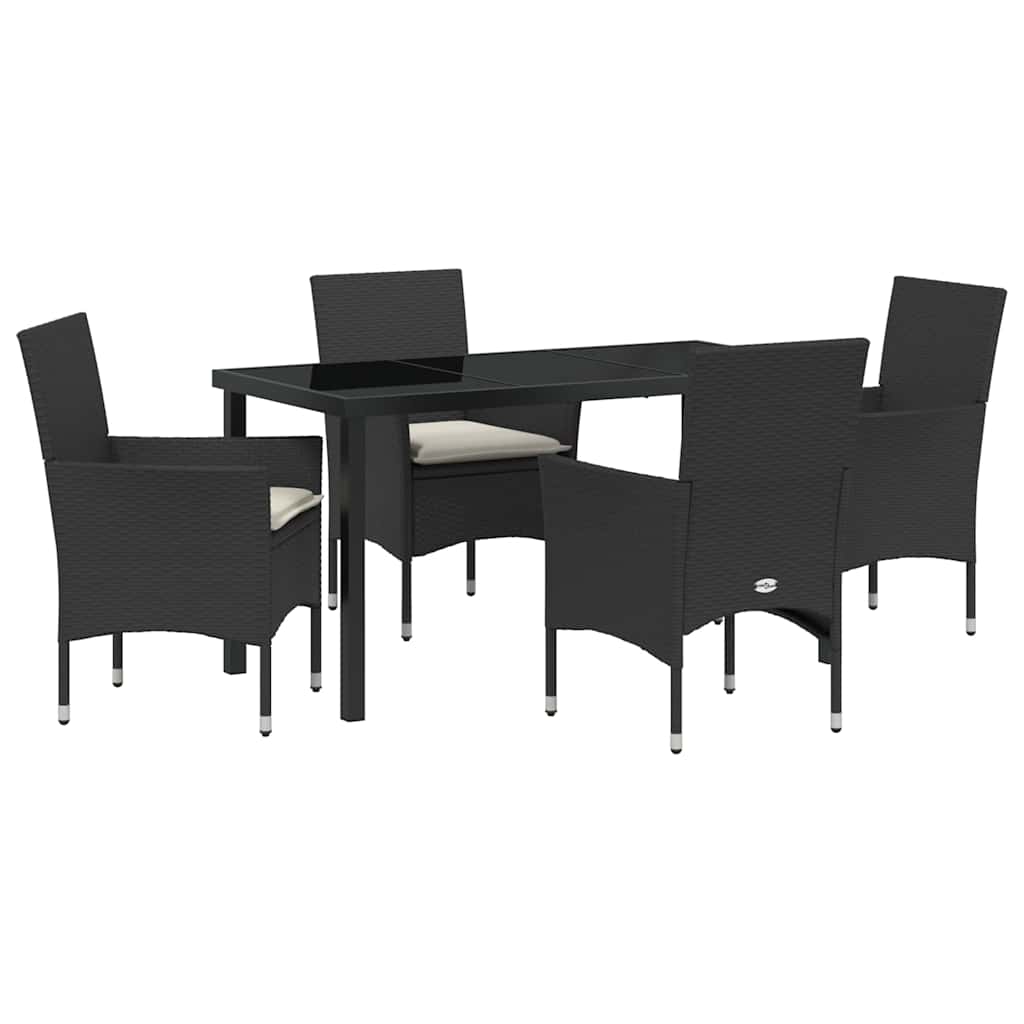 Have Spisebordssæt 5 stk. Sort polyrattan