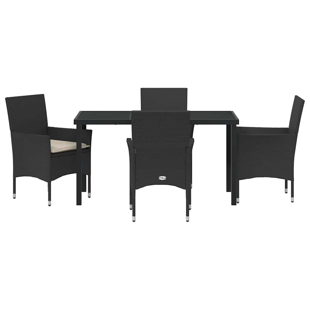 Have Spisebordssæt 5 stk. Sort polyrattan