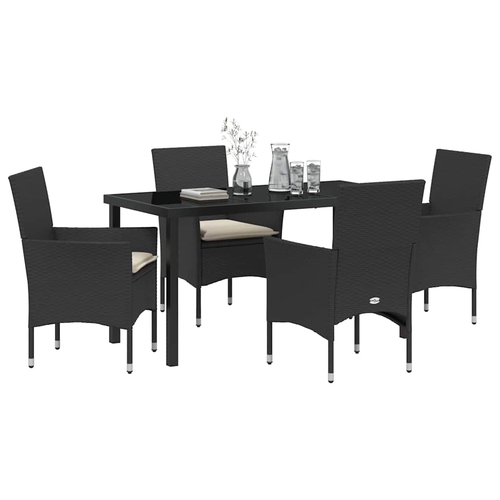 Have Spisebordssæt 5 stk. Sort polyrattan