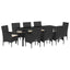 Have Spisebordssæt med pude 9 pcs Sort polyrattan
