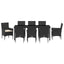 Have Spisebordssæt med pude 9 pcs Sort polyrattan