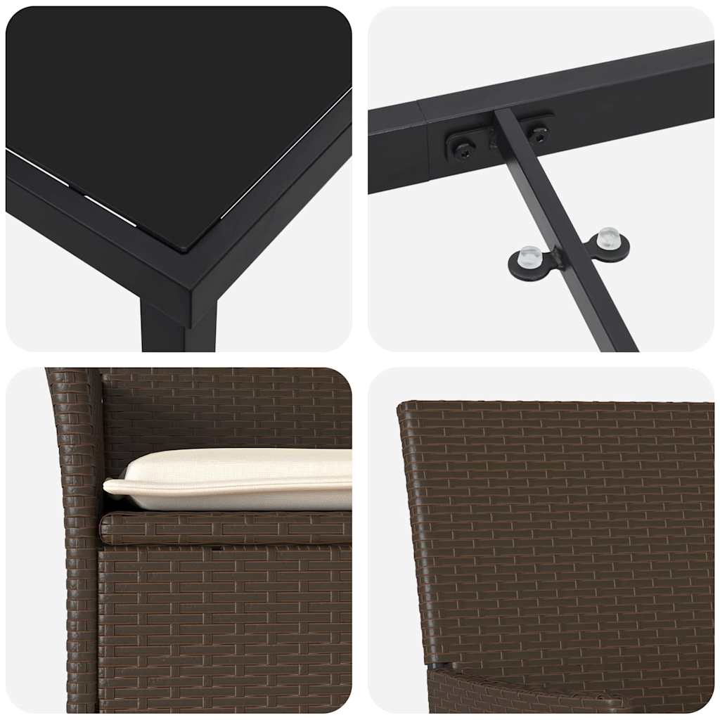 Have Spisebordssæt 3 stk. Brun polyrattan