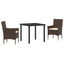 Have Spisebordssæt 3 stk. Brun polyrattan