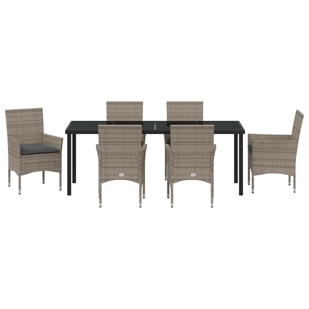 Have Spisebordssæt med pude 7 pcs Grå polyrattan