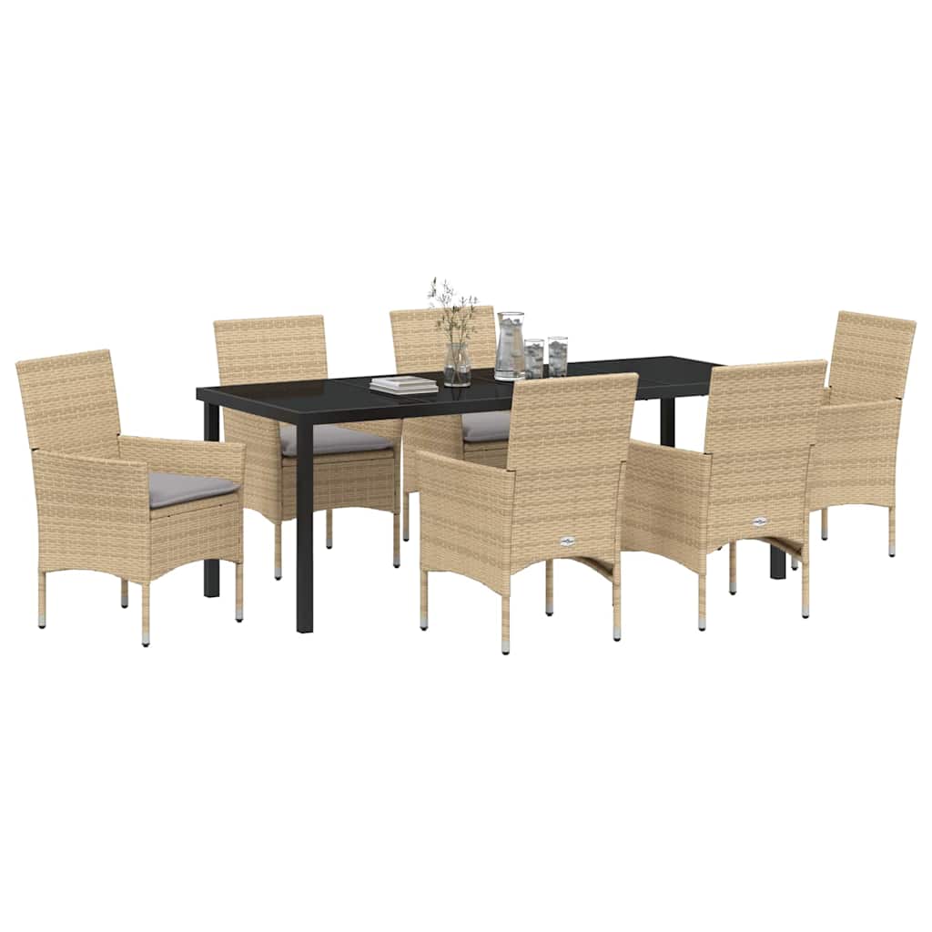 Have Spisebordssæt med pude 7 pcs Beige polyrattan