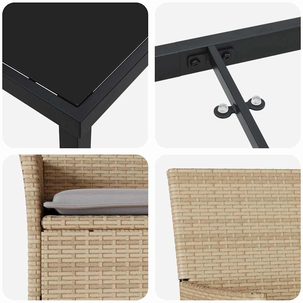 Have Spisebordssæt med pude 9 pcs Beige polyrattan