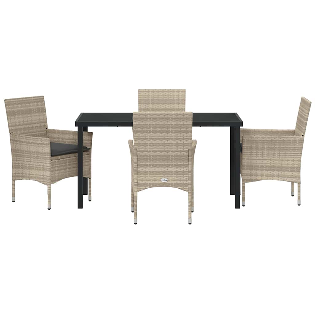 Have Spisebordssæt 5 stk. Lysegrå polyrattan