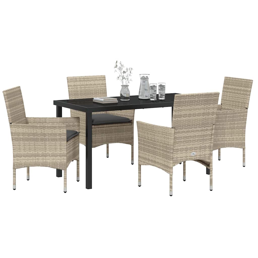 Have Spisebordssæt 5 stk. Lysegrå polyrattan