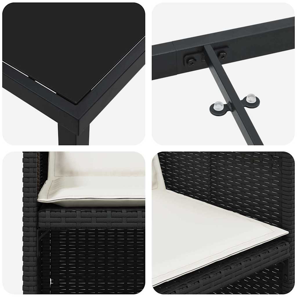 Have Spisebordssæt 5 stk. Sort polyrattan