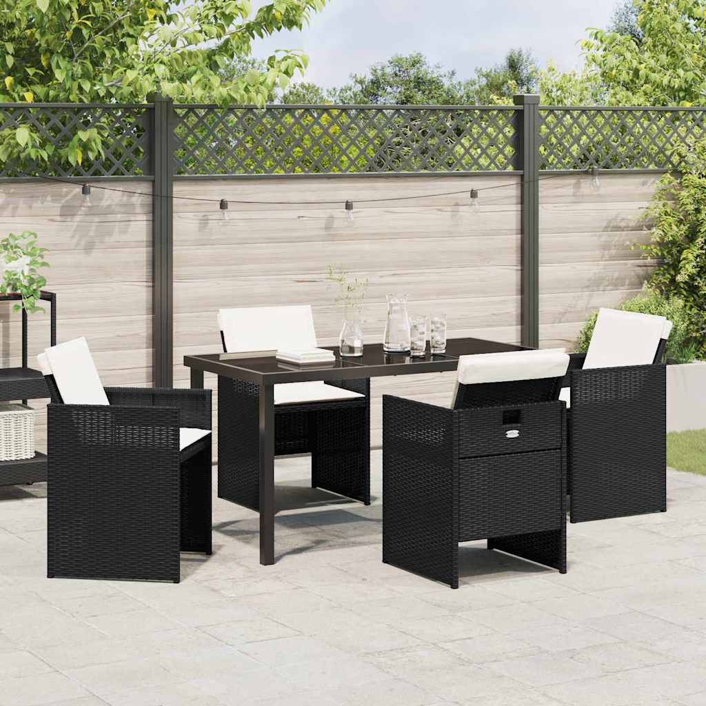 Have Spisebordssæt 5 stk. Sort polyrattan
