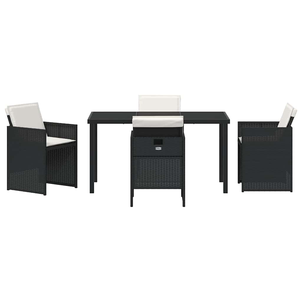 Have Spisebordssæt 5 stk. Sort polyrattan