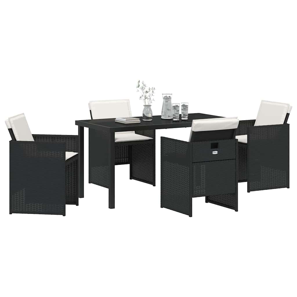 Have Spisebordssæt 5 stk. Sort polyrattan