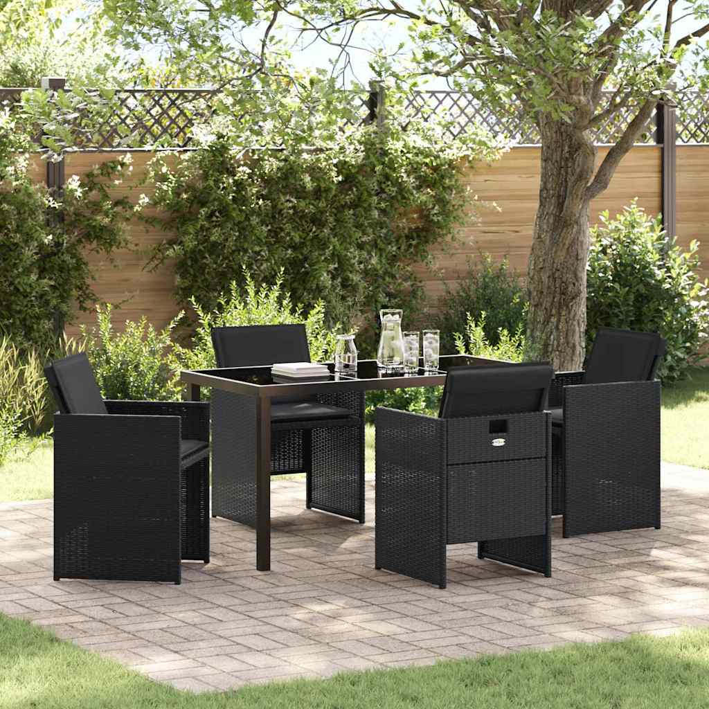 Have Spisebordssæt 5 stk. Sort polyrattan