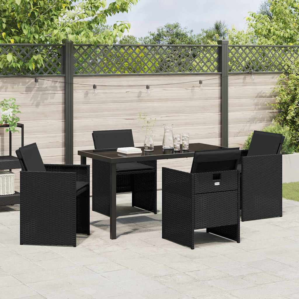 Have Spisebordssæt 5 stk. Sort polyrattan
