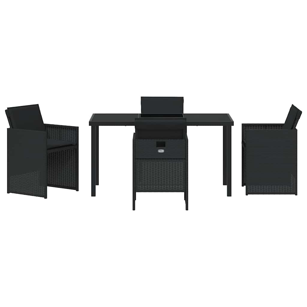 Have Spisebordssæt 5 stk. Sort polyrattan