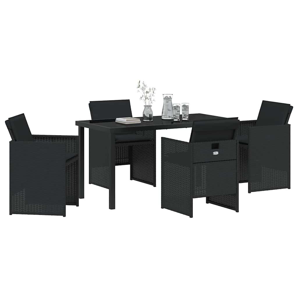Have Spisebordssæt 5 stk. Sort polyrattan