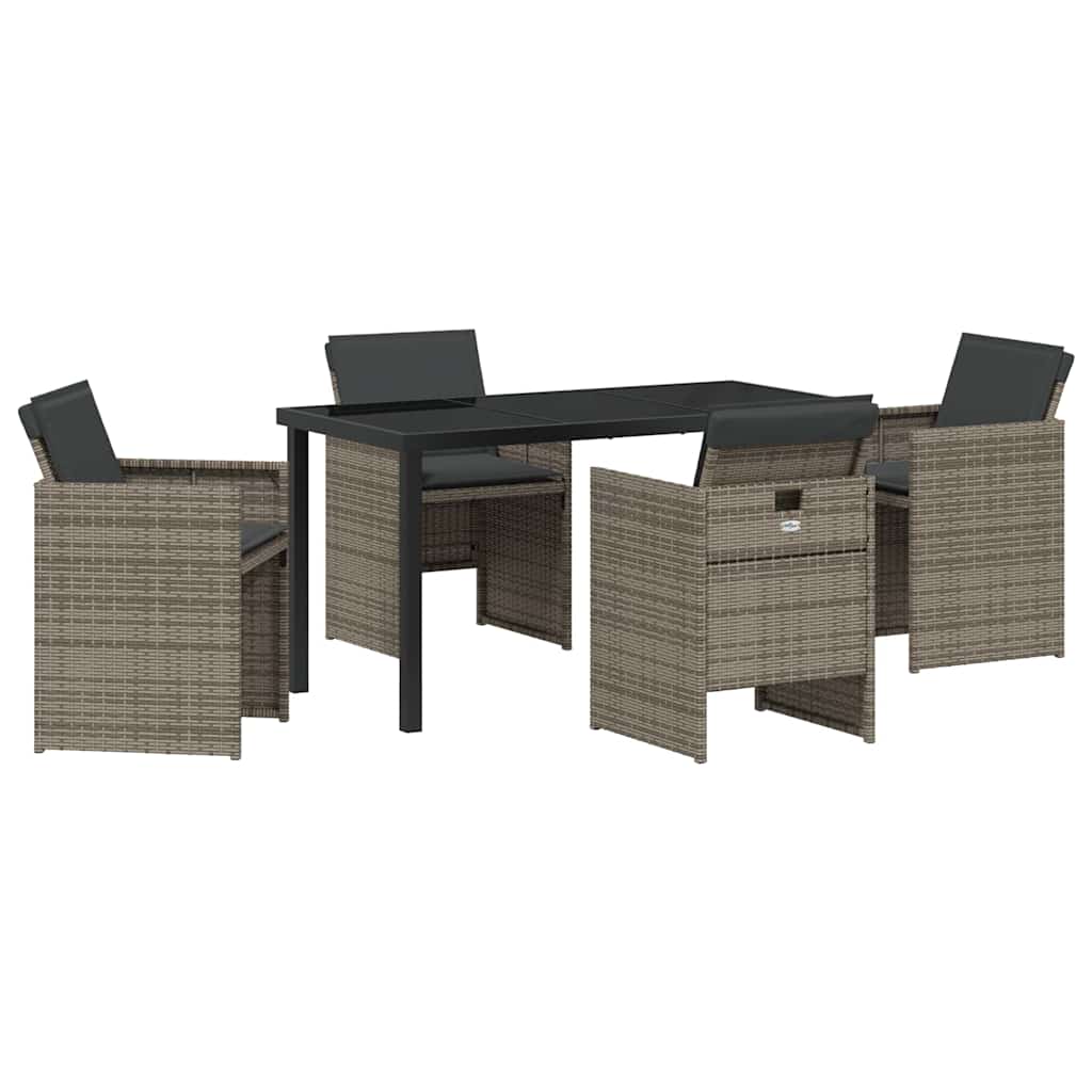 Have Spisebordssæt 5 stk. Grå polyrattan