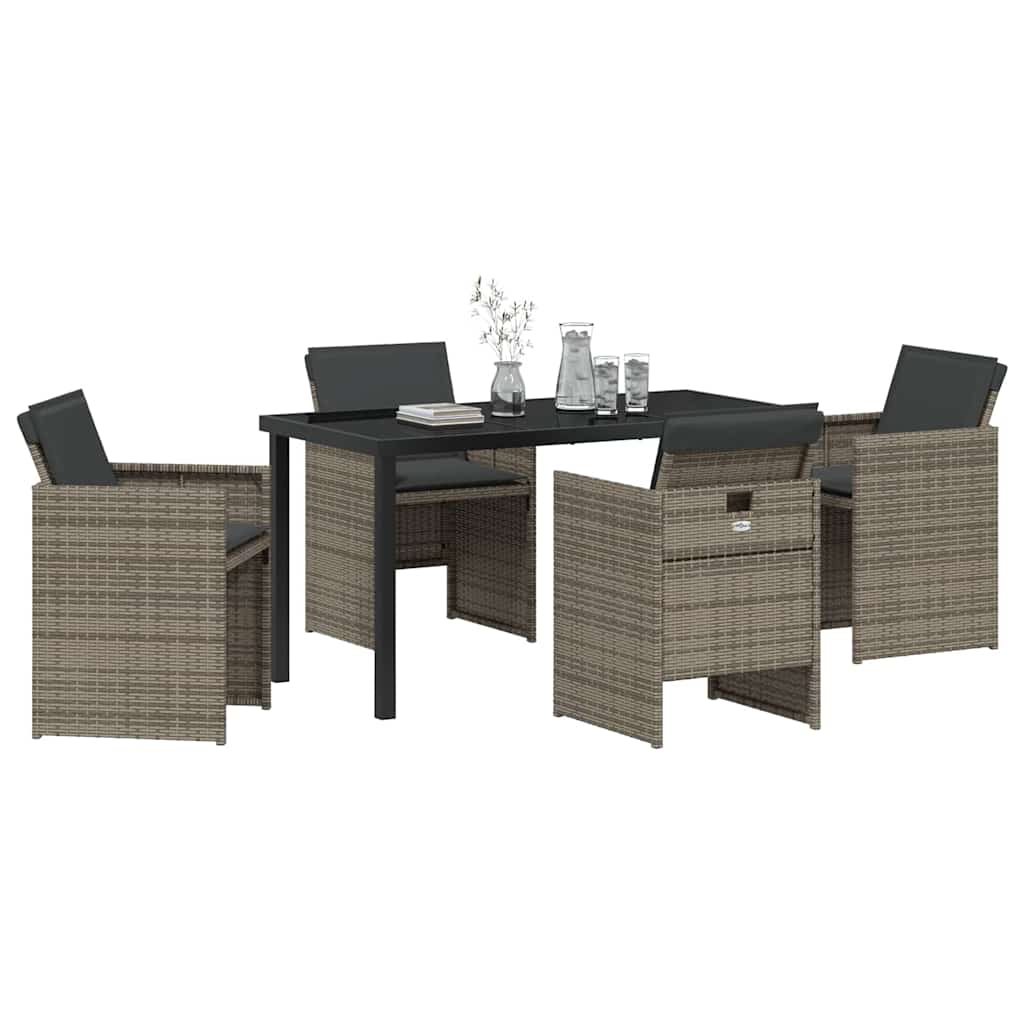 Have Spisebordssæt 5 stk. Grå polyrattan