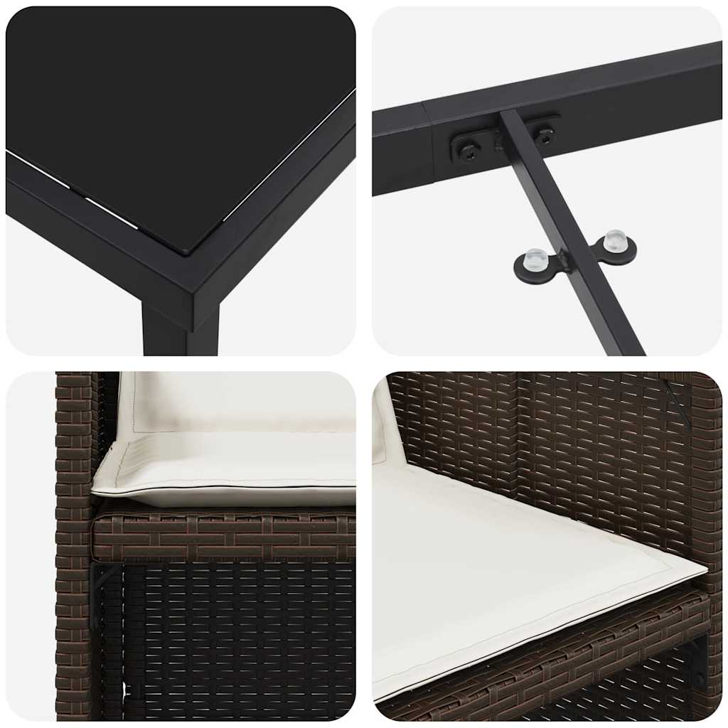 Have Spisebordssæt 5 stk. Brun polyrattan