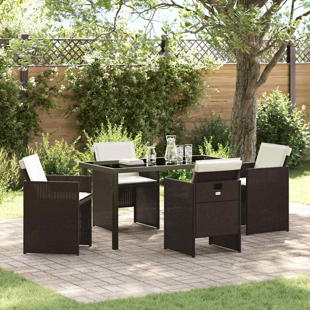 Have Spisebordssæt 5 stk. Brun polyrattan