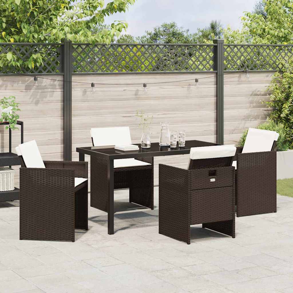 Have Spisebordssæt 5 stk. Brun polyrattan