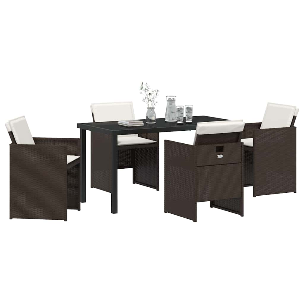 Have Spisebordssæt 5 stk. Brun polyrattan