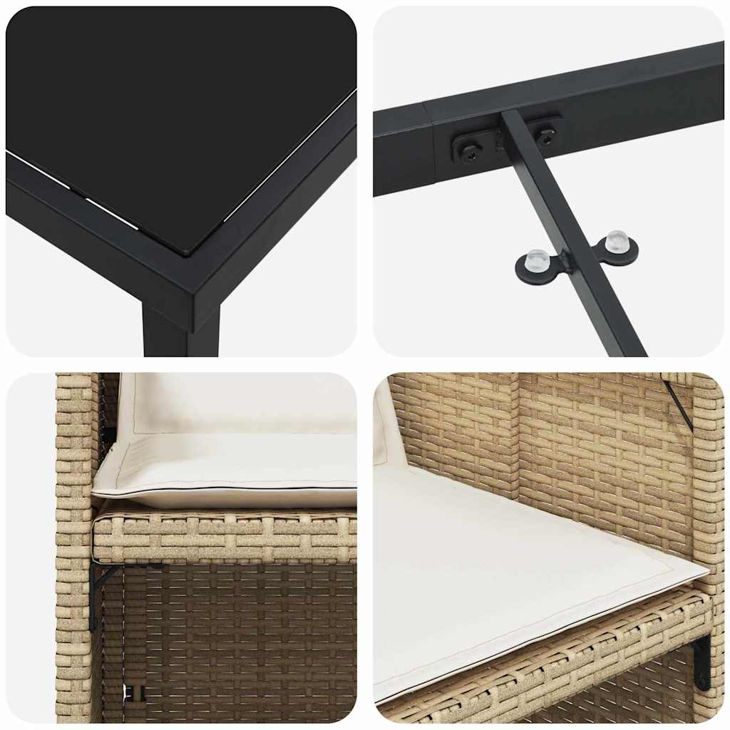 Have Spisebordssæt 5 stk. Beige polyrattan