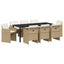 Have Spisebordssæt med pude 9 pcs Beige polyrattan