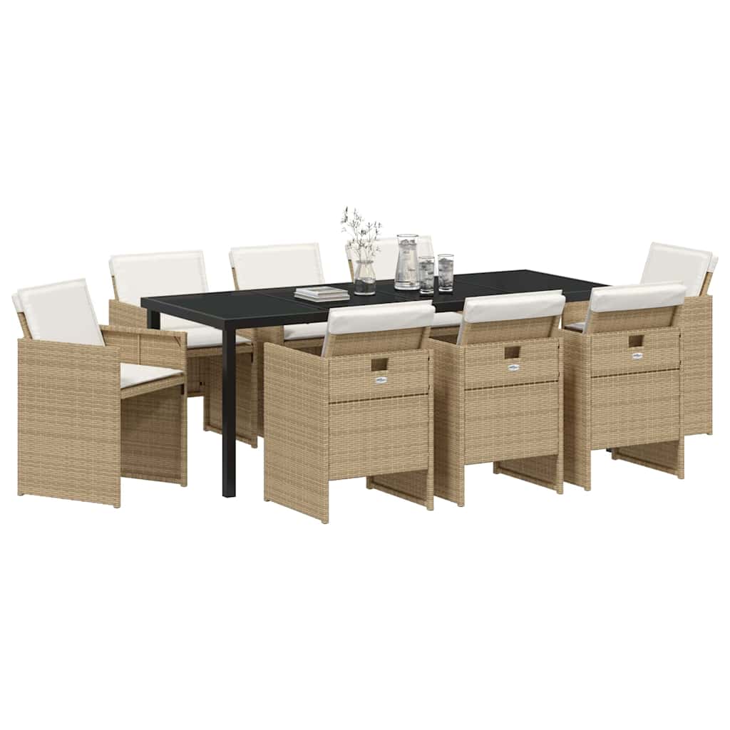 Have Spisebordssæt med pude 9 pcs Beige polyrattan