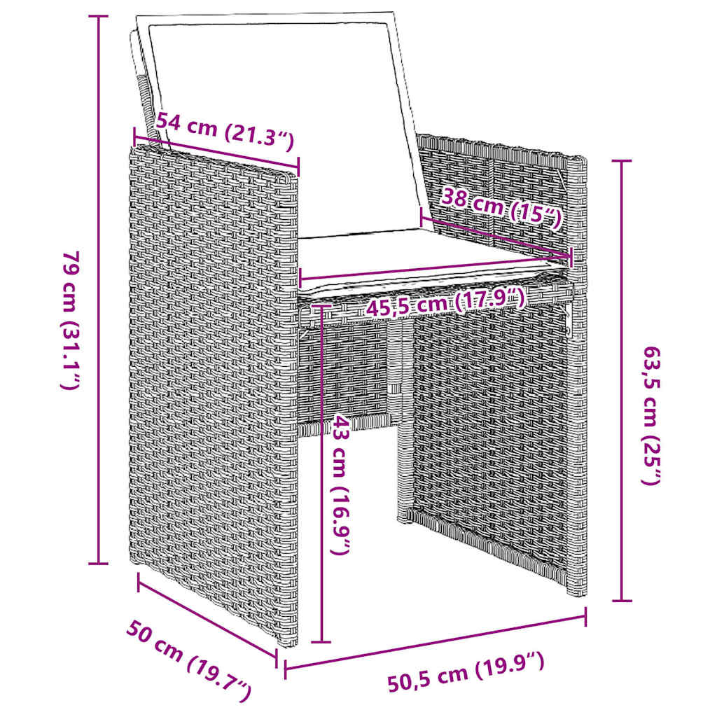 Have Spisebordssæt med pude 9 pcs Lysegrå polyrattan