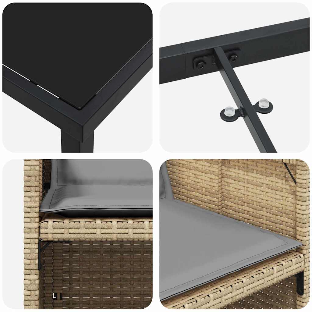 Have Spisebordssæt 5 stk. Beige polyrattan