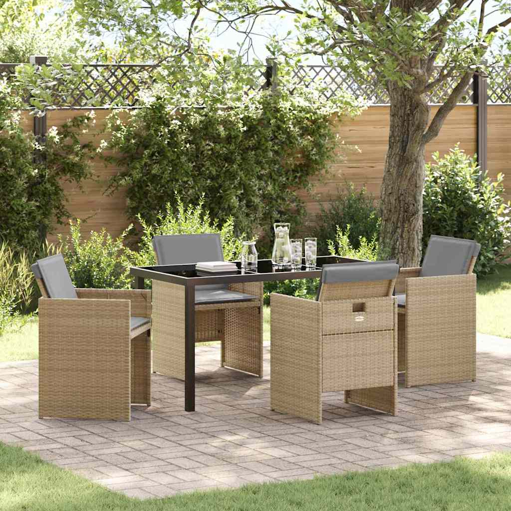 Have Spisebordssæt 5 stk. Beige polyrattan